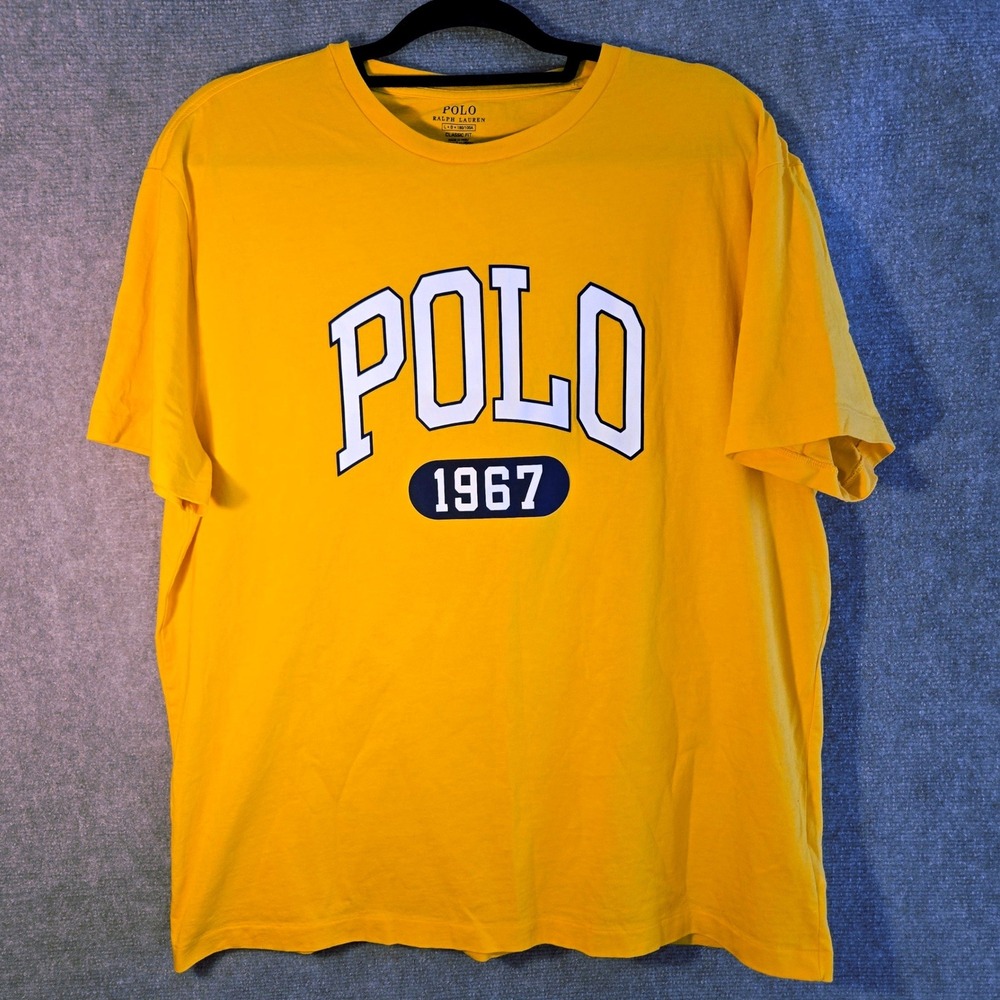 Polo Ralph Lauren Mens Classic Fit Yellow Graphic T-Shirt POLO 1967‎ Size Large